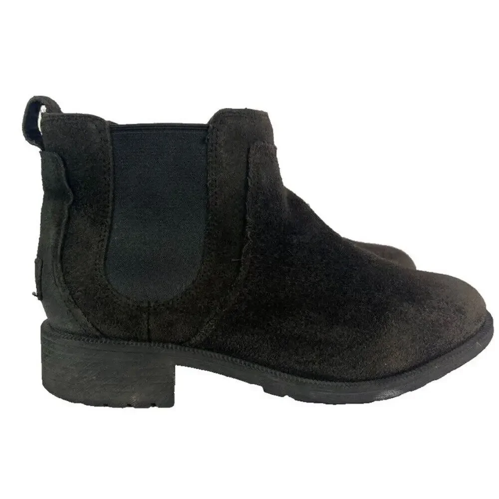UGG Chelsea Boot Womens 8 Brown Bonham II Burnished Suede with Shearling Footbed